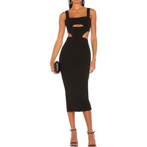 NWT Atoir Vista Revolve Black Cutout Midi Dress with Square Neck
